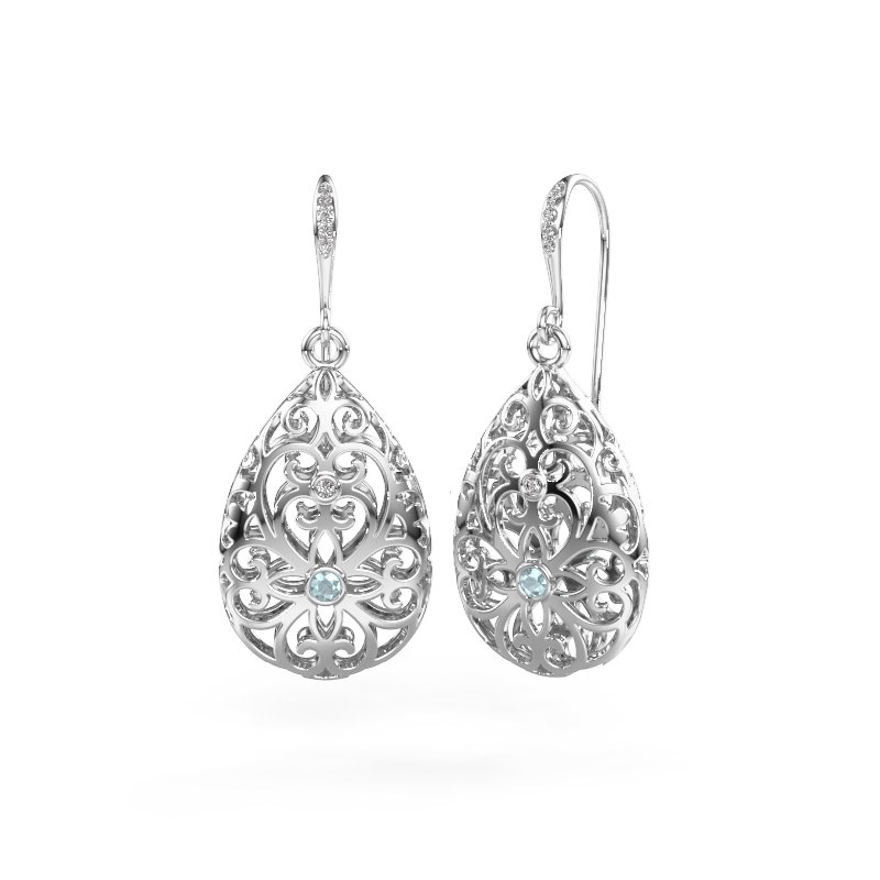 Witgouden oorhangers Idalia 2 Koop ze met aquamarijn bij DiamondsByMe