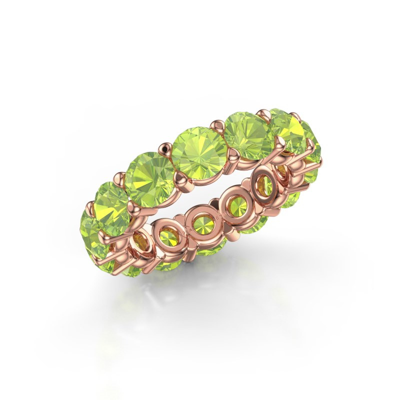 Rosé gouden eternity ring Heddy rnd 5.0 met 5 mm peridoot DiamondsByMe