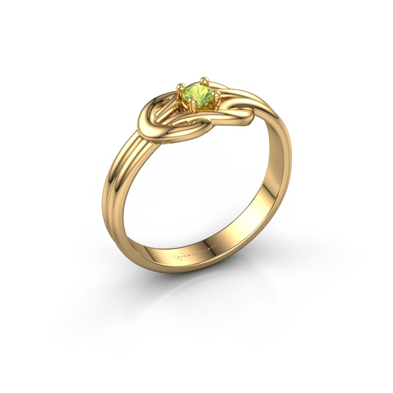 Knoop Keltisch ring goud met 3 mm peridoot Marina DiamondsByMe