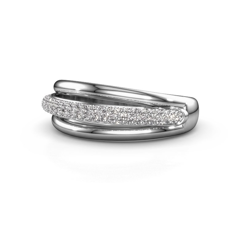 Charmante modern ring witgoud met 1 mm zirkonia Paris DiamondsByMe
