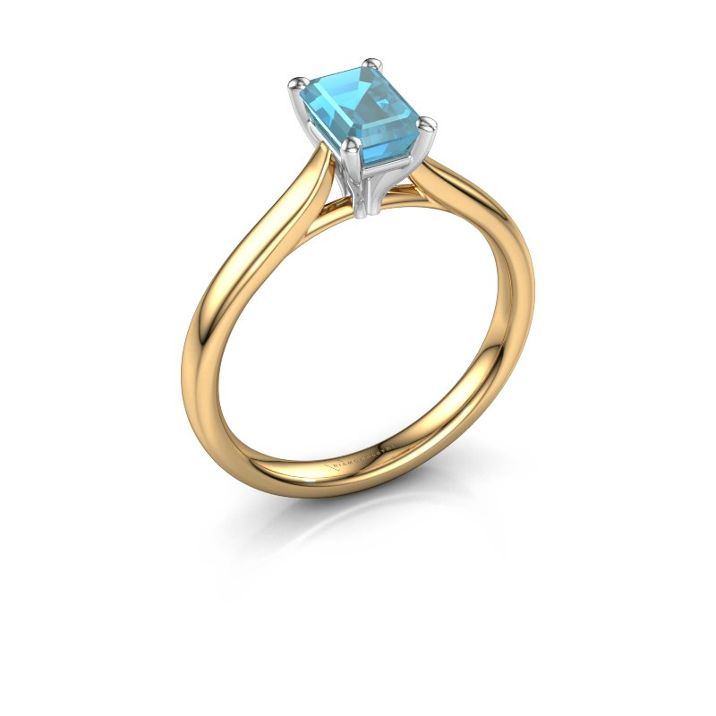 Gouden charmante verlovingsring blauw topaas 6.5x4.5 mm Mignon eme 1DiamondsByMe